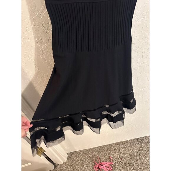 NWT Tadashi Shoji Black Mesh Illusion Cocktail Dress - Picture 4 of 14